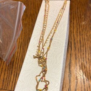 Elegant Gold Multicolor Beaded Necklace